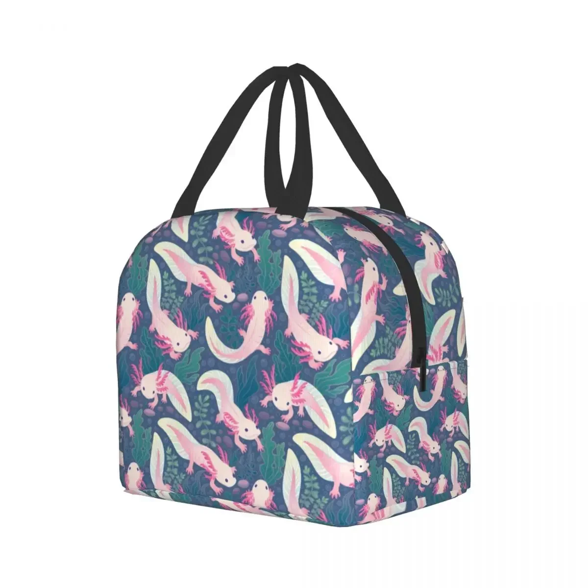 Leuke Axolotls Lunchtas Voor Vrouwen Kinderen Schoolkinderen Voedselkoeler Warm Geïsoleerde Lunchbox Draagbare Camping Reizen Picknicktas