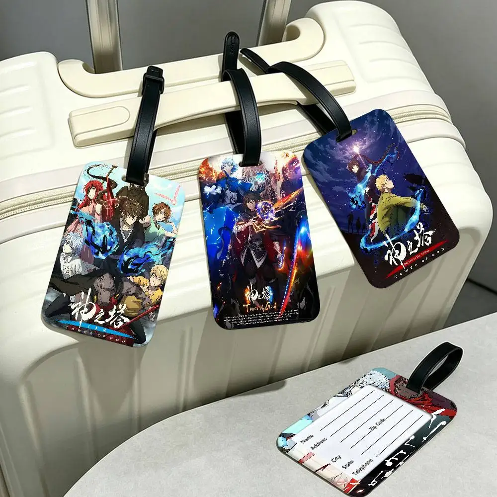 Comic T-Tower O-of G-God Waterproof PVC Baggage Tag With Info Card Anti lost Identification Tag For Luggage School Backpack