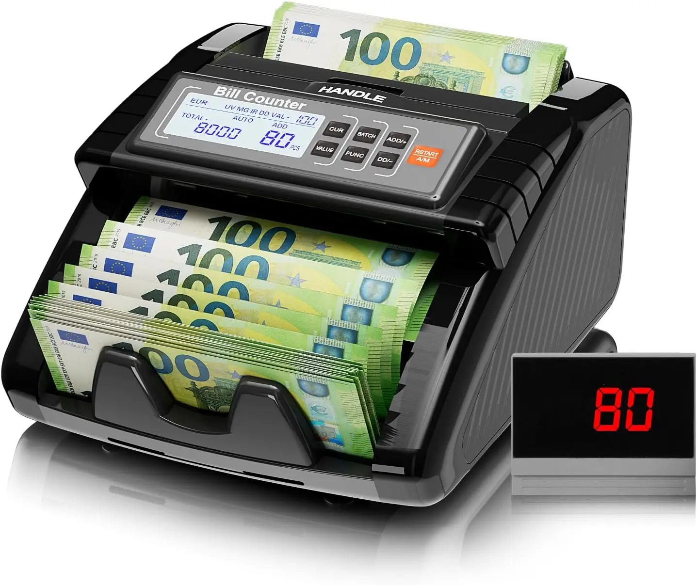 

High-Speed Money Counter with UV/IR/DD Detection, Value Counting & Batch Functions, LCD Display, Supports Multiple Currencies