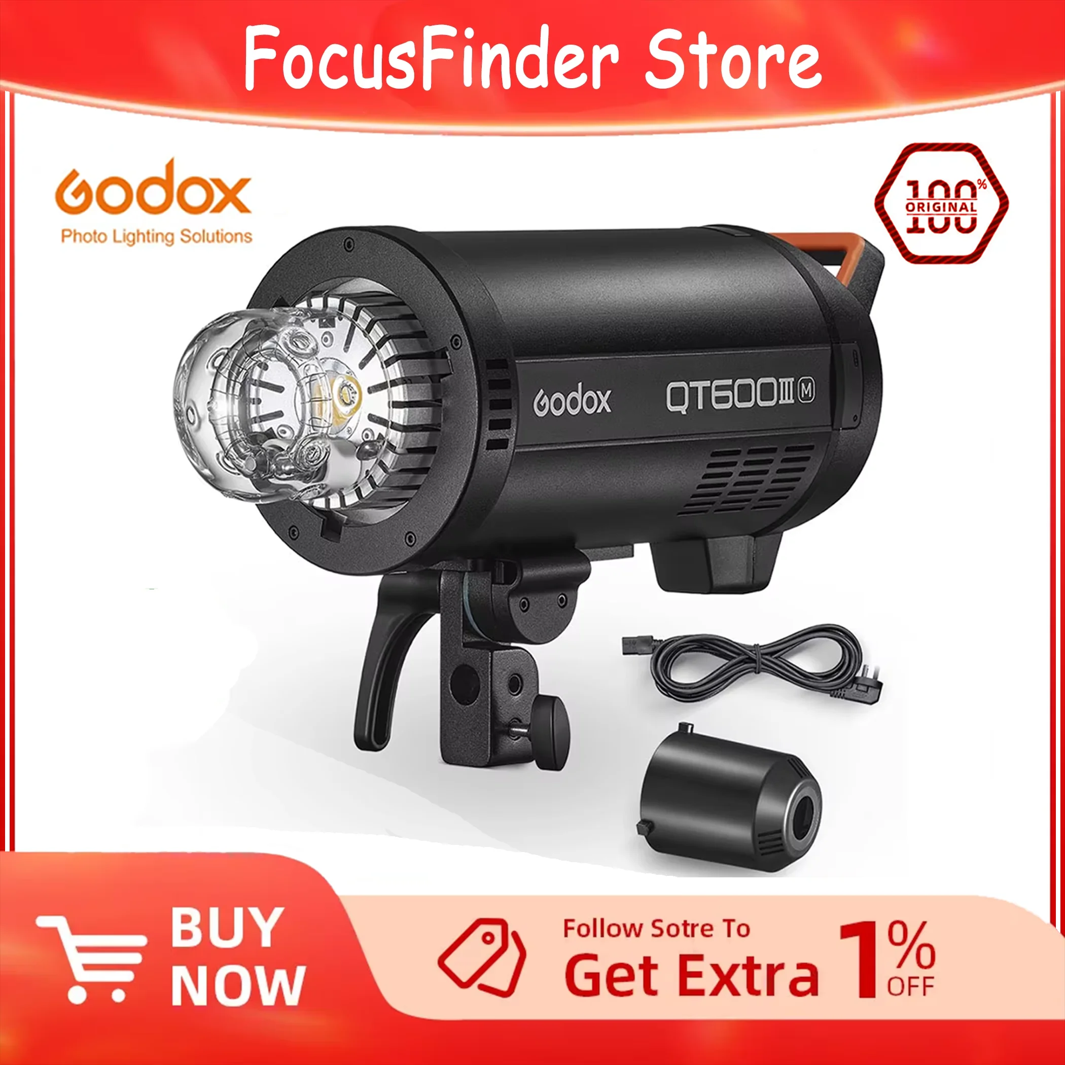 

Godox QT600III Studio Flash 600W 1/8000s High Speed Sync Strobe Light Built in 2.4G Wirless System + 40W LED Modeling Bulb