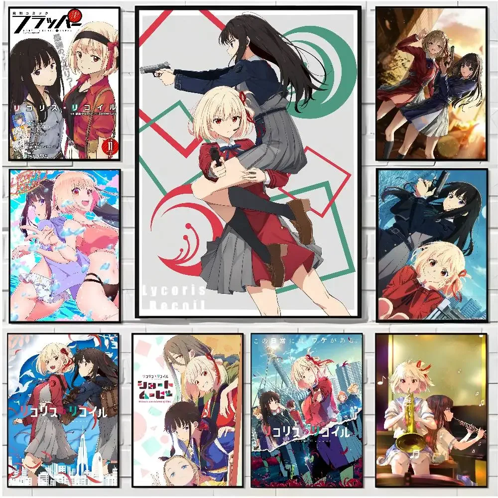 Kawaii أنيمي L-LycorisS R-Recoil ملصق HD ملصق فني للمنزل غرفة المعيشة بار مكتب الديكور مقاوم للماء