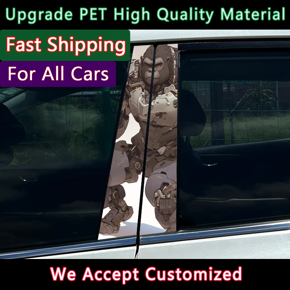 

1/2pcs Orangutan Car B-pillar Stickers Auto Center Column Decoration Cover Scratches Waterproof Decals Car Accessories