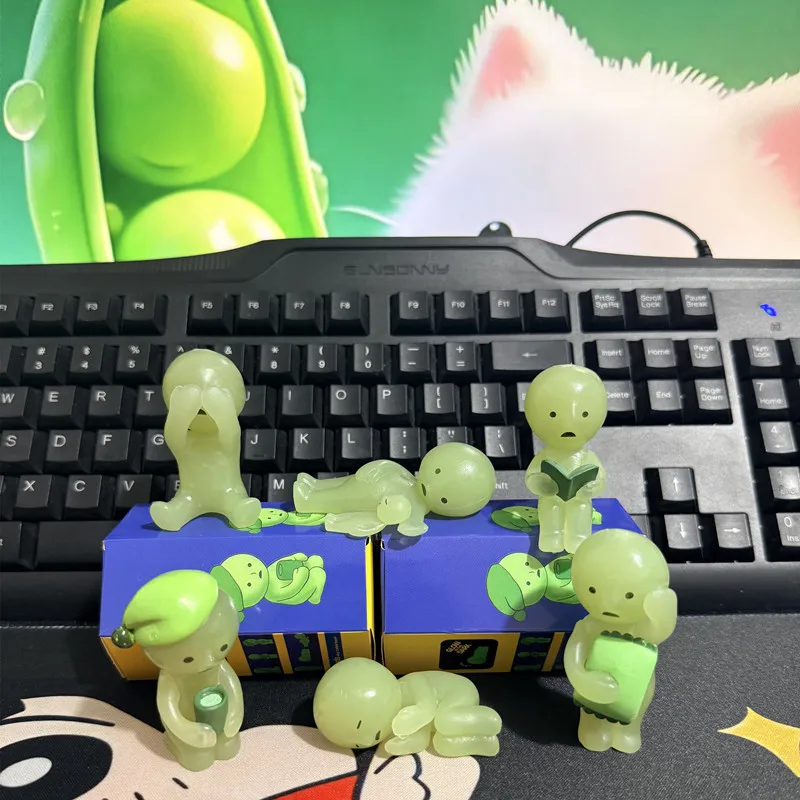 A Multiple Series Noctilucent Green Doll Blind Mystery Box Action Figures Decoration Desktop Model Toy For Gift Surprise
