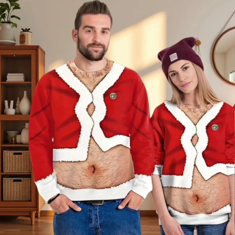 Funny Christmas Sweater Men Women Pullover Xmas Sweatshirt Ugly Graphic Y2k Sweatshirts for Holiday Party Loose Men's Clothing
