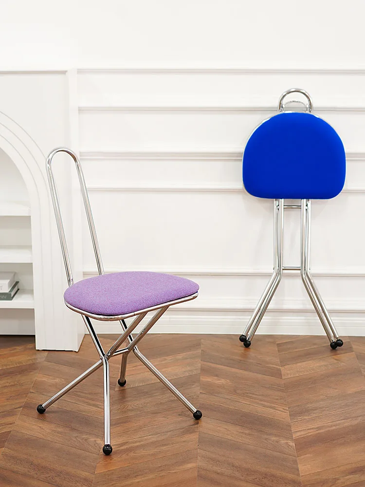 

Nordic folding chair modern simple dining table backrest stool designer makeup chair Internet celebrity ins photo chair