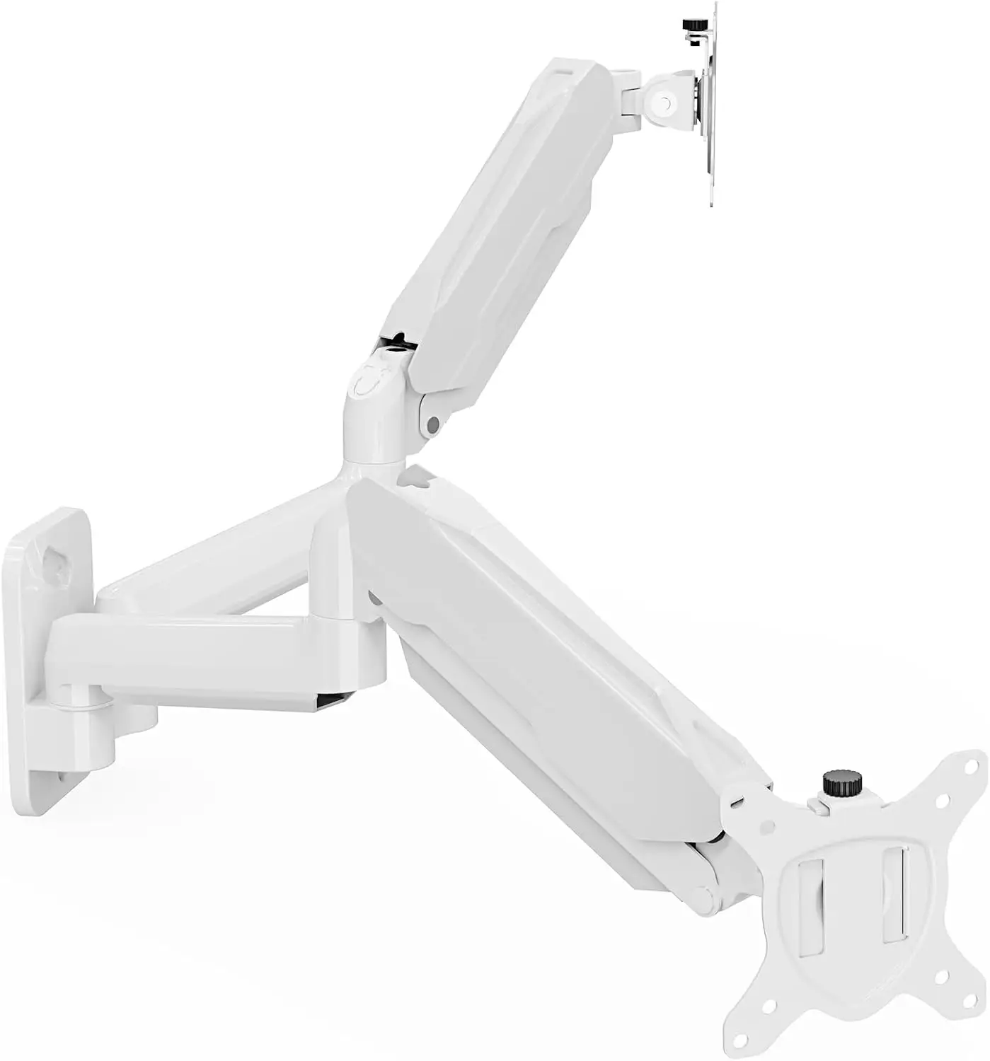 Dual Monitor Wall Mount for 13-32 inch Screens, Gas Spring Arm, VESA 75x75/100x100, White