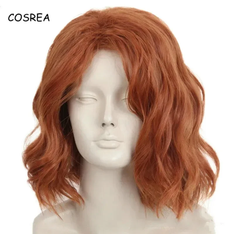 Black Widow Cosplay Costume Suit Hair Wig Synthetic Brown Curly for Women Adult Halloween Carnival Party Headwear Roleplay