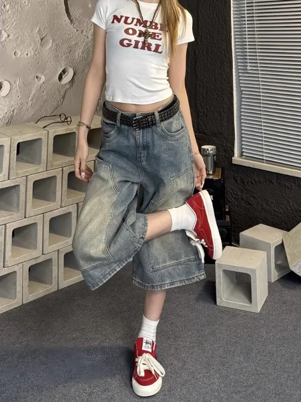 

Джинсы женские мешковатые Juminocore одежда сложенные рюши плиссированные драпированные с разрезом асимметричные детали сбоку женские женские джинсовые