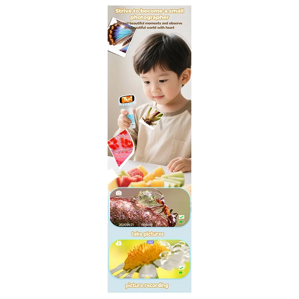 DT81 Handheld Microscope for Kids 1000X Magnification Mini Portable Pocket Microscope with 2.0
