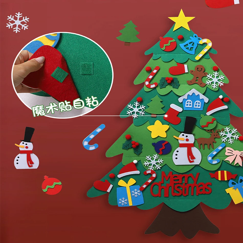 DIY Felt Christmas Tree Christmas Decoration for Home Navidad 2026 New Year Christmas Ornaments Santa Claus Xmas Kids Gifts