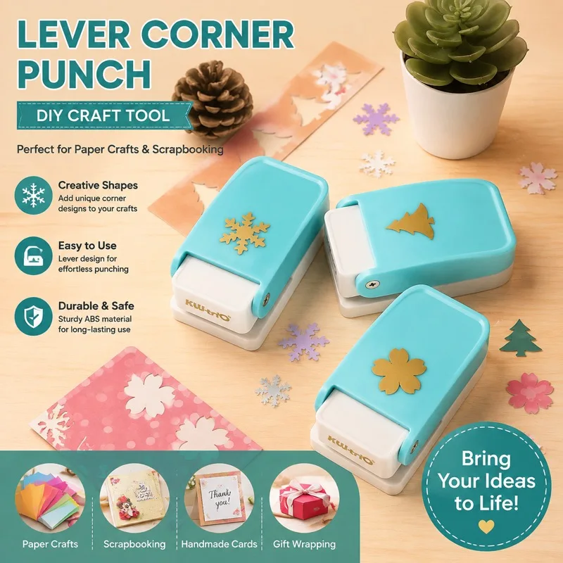 Manual Paper Puncher Decorative Craft Punch Multiple Pattern Cutting Tool for DIY Scrapbooking Handmade Journal Stationery