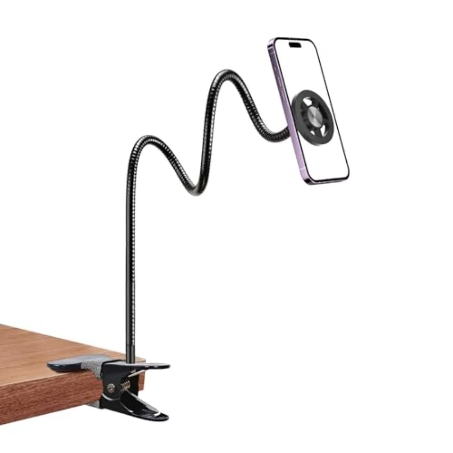 

Magnetic Cell Phone Stand Holder for Bed Laying Down, Lazy Bedside Gooseneck Phone Mount with Clamp Clip for Desk, Desk Tripod