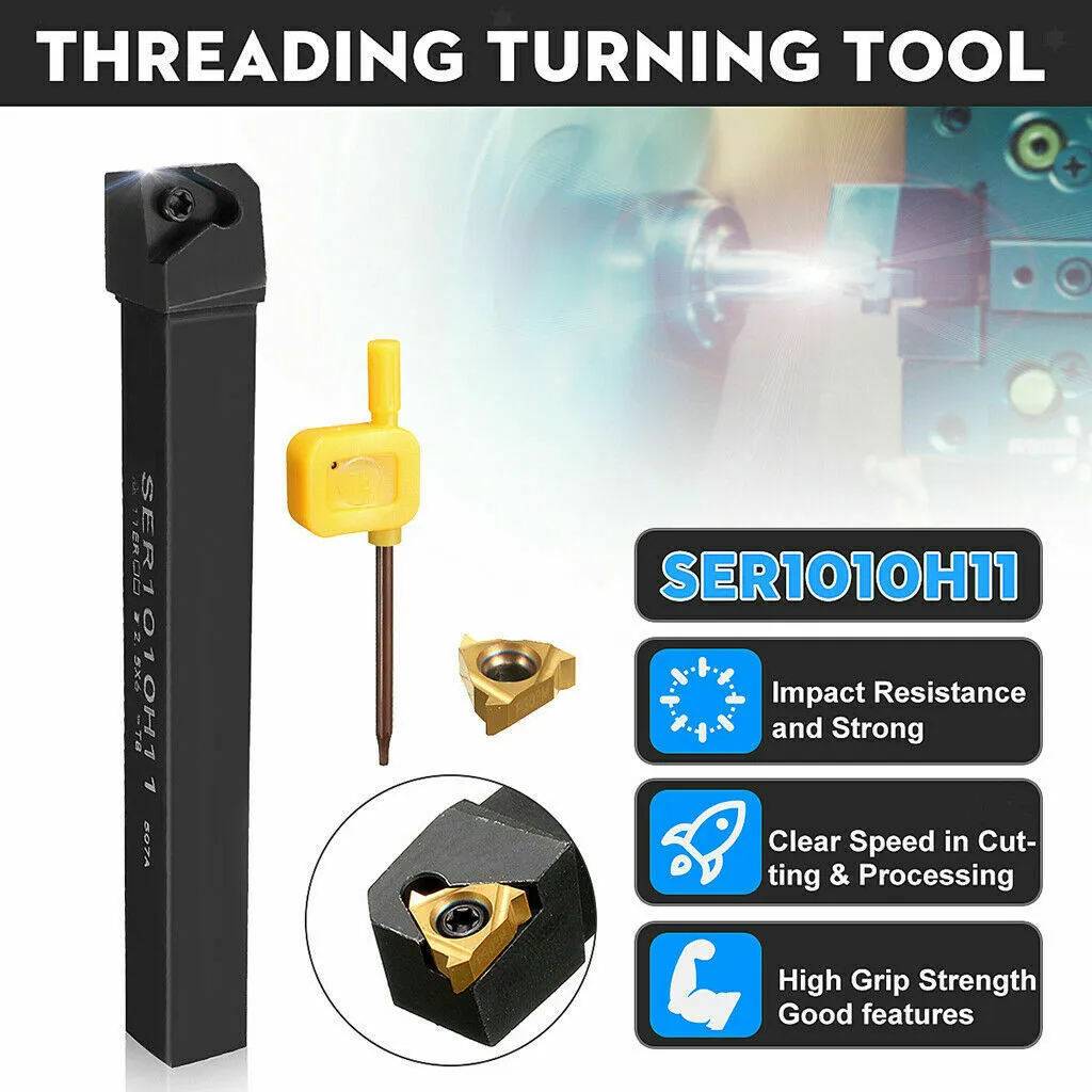 

Conveniently Replaceable 11ER AG60 Cemented Carbide Thread Turning Inserts with SER1010H11 10mm Lathe CNC Cutting Tool Holder