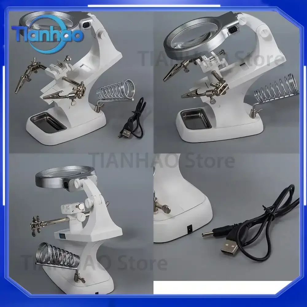 Work Lamp with Ring LED Light Bracket for 3x4.5x Magnification Welding Repair of Mobile Phone Computer and Home Appliance