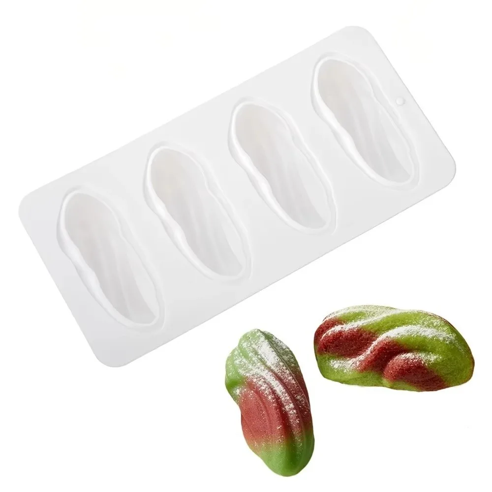 4-Cell Design Pistachios Chocolate Mold 3D Simulated Durian Flesh Design Food Grade Silicone French Pastry Mold
