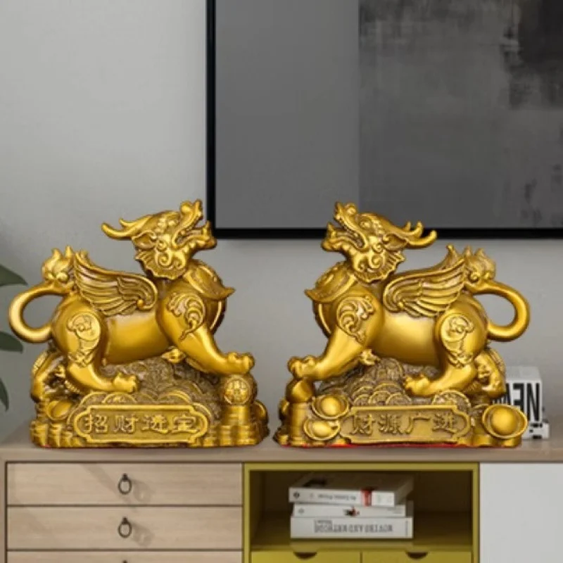 Brass Flying Ornament Single Horn Male And Female Pixiu Store Opening Gift Ingots Money Beast Mascot