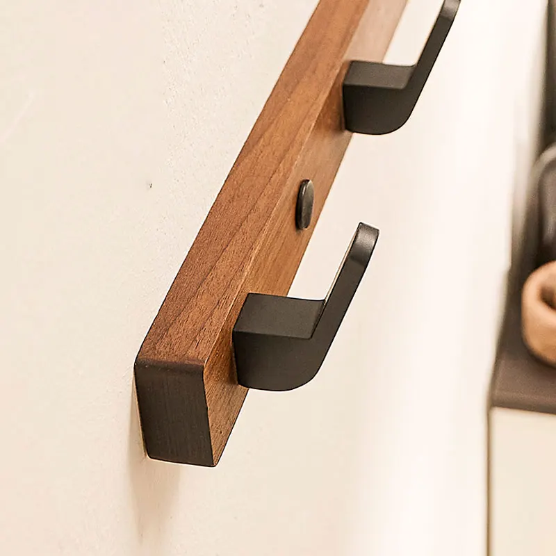 Wood Black Hook Bathroom Towel Hook Living Room Door Back Clothes Hook Simple Black Storage Hook To Save Space