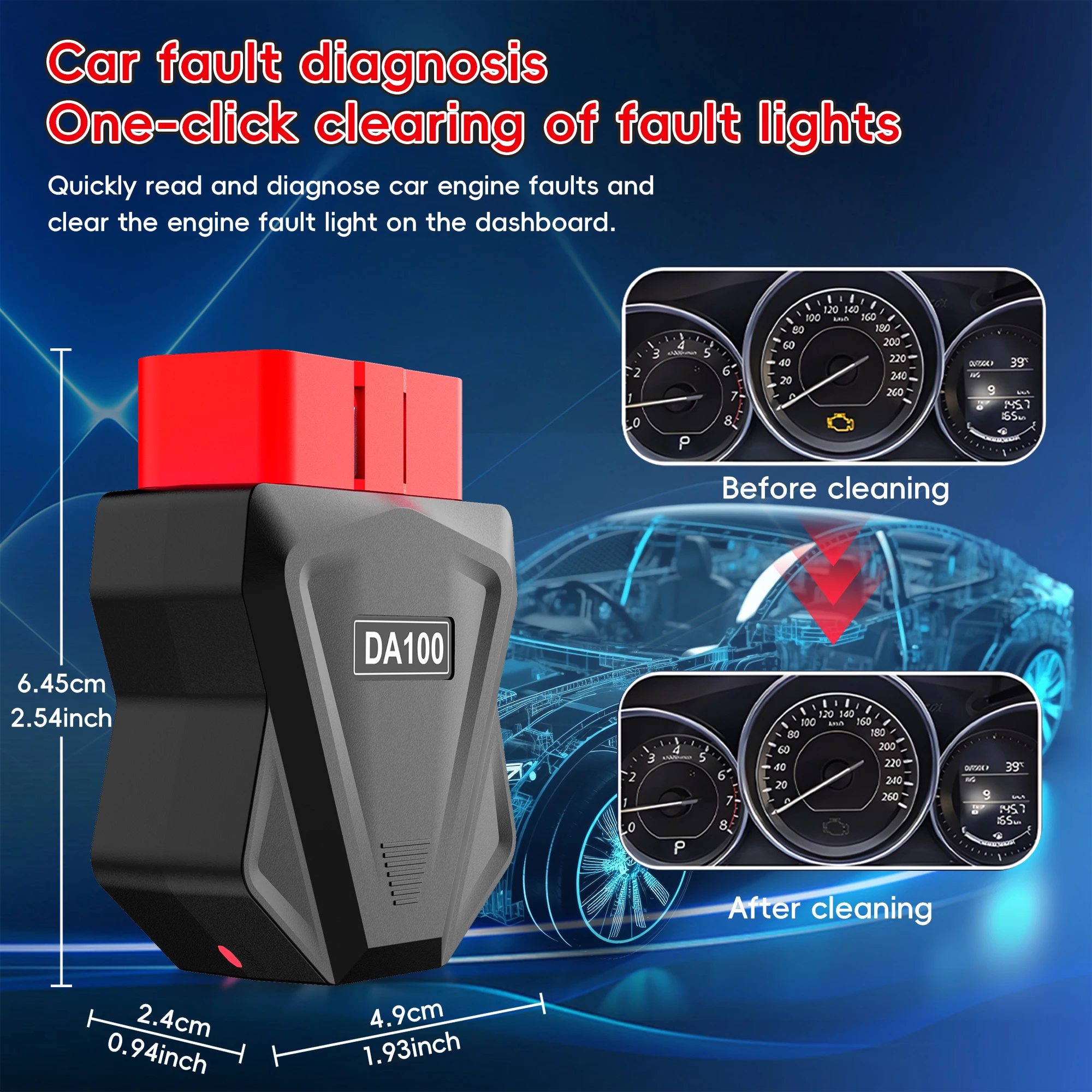 OBD2 Scanner Reader with Wireless,Performance Test Car Check Engine ,Clear Error Code Live Data Reset,Auto Diagnostic Scan Tool