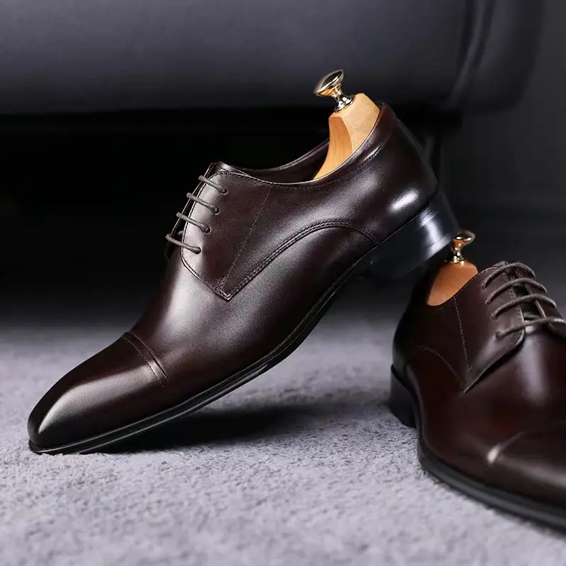 Zapatos formales de cuero negro para Hombre, Zapatos de vestir informales, clásicos, italianos, Oxford