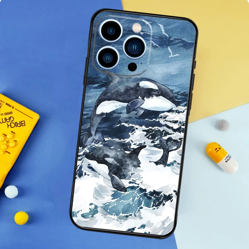 Чехол для телефона «Акула и Кит» для iPhone 17, 16, 14, 13, 12, 11, 15 Pro Max Plus 12, 13 mini 16e 17 Air Bumper Cover