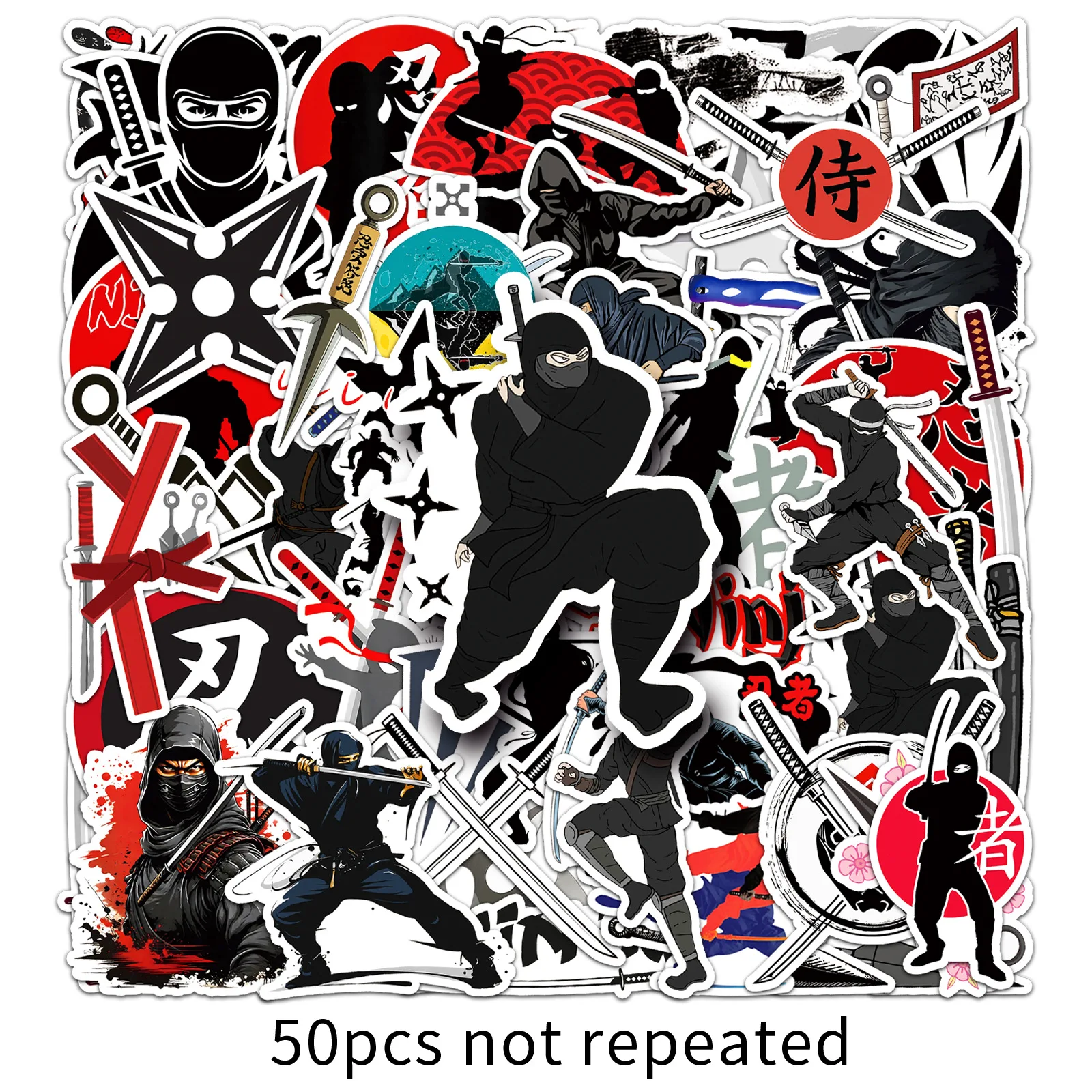 50pcs Ninja Cartoon Series Graffiti Stickers Suitable for Helmet Desktop Wall Decoration DIY Sticker Pack with Storage Box