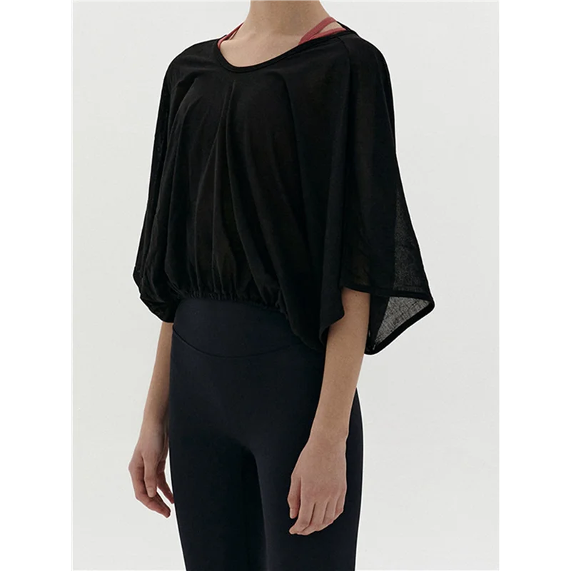 AOAO-Womens Backless Crewneck Shirt Half Sleeved Sunscreen Tops Summer Casual Loose Workout Holiday Blouse Tops