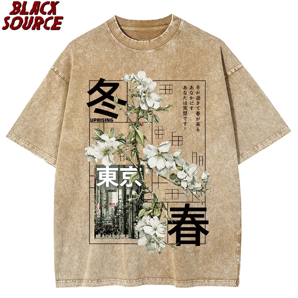T474 Herren Kurzarm-T-Shirt im japanischen Stil, vielseitiges Design, geeignet für alle Jahreszeiten, bequemes Sommer-Oberteil, 100% Baumwolle – Detail 8