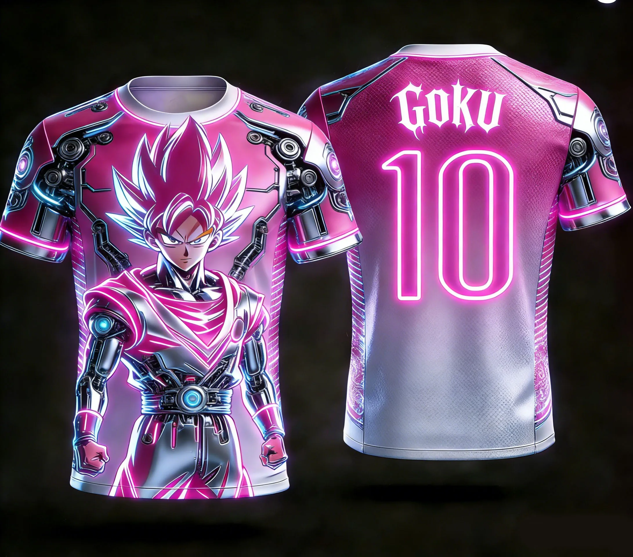 2026 Dragon Ball Licensed 3D Printed AI Goku No.10 Jersey Parent-child Set S-6XL 90cm-160cm Stylish Sports Wear