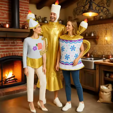 Family Halloween Costume Set Funny Candlelight Dinner Outfit Adult Cosplay Costumes Stage Performance Party Festival Jumpsuit