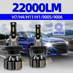 2PCS H4 22000LM High Bright LED Headlight H7 H1 9005 HB3 9006 CSP Chip Car Lamp HB4 H8 H9 H11 6000K Fog Light Bulbs Plug&Play