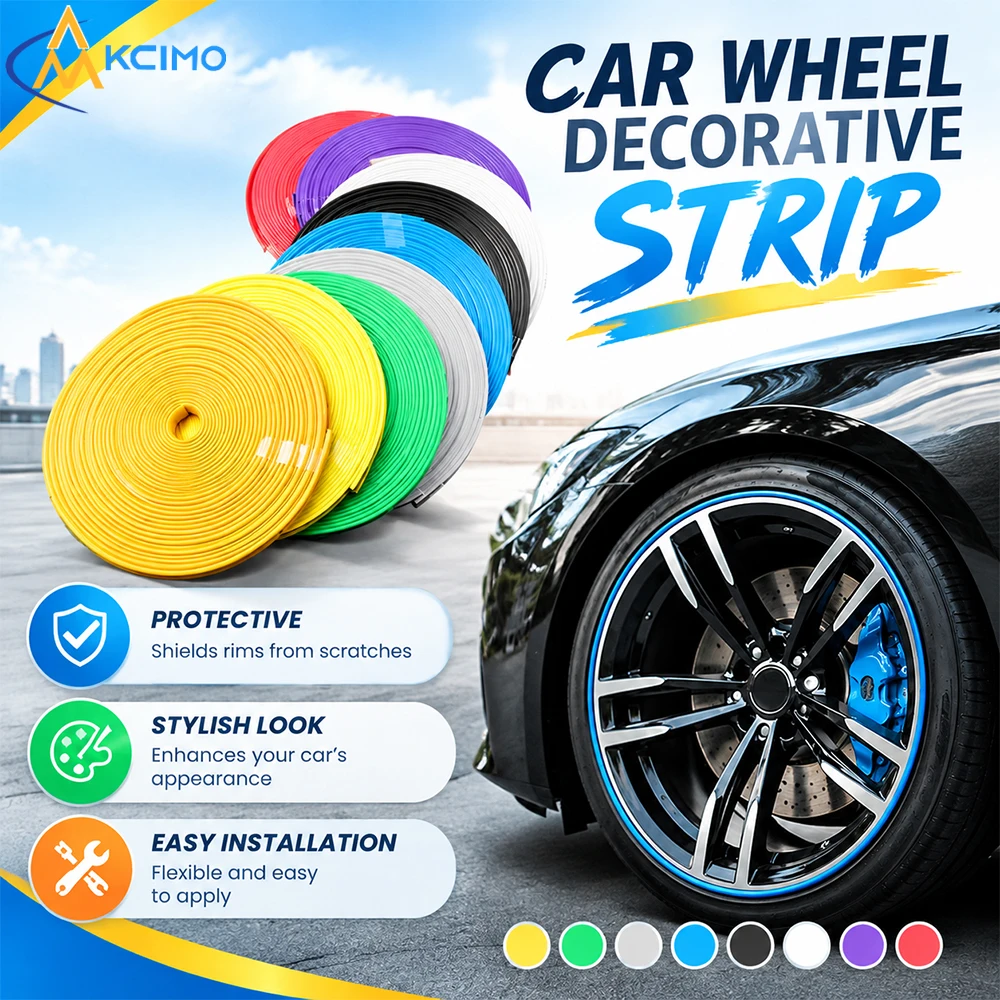 8M Sedan Car Tire Rubber Trim Strips Anti-Scratch Guard Vehicle Exterior Protector Easy Install for Car Luggage Compartment