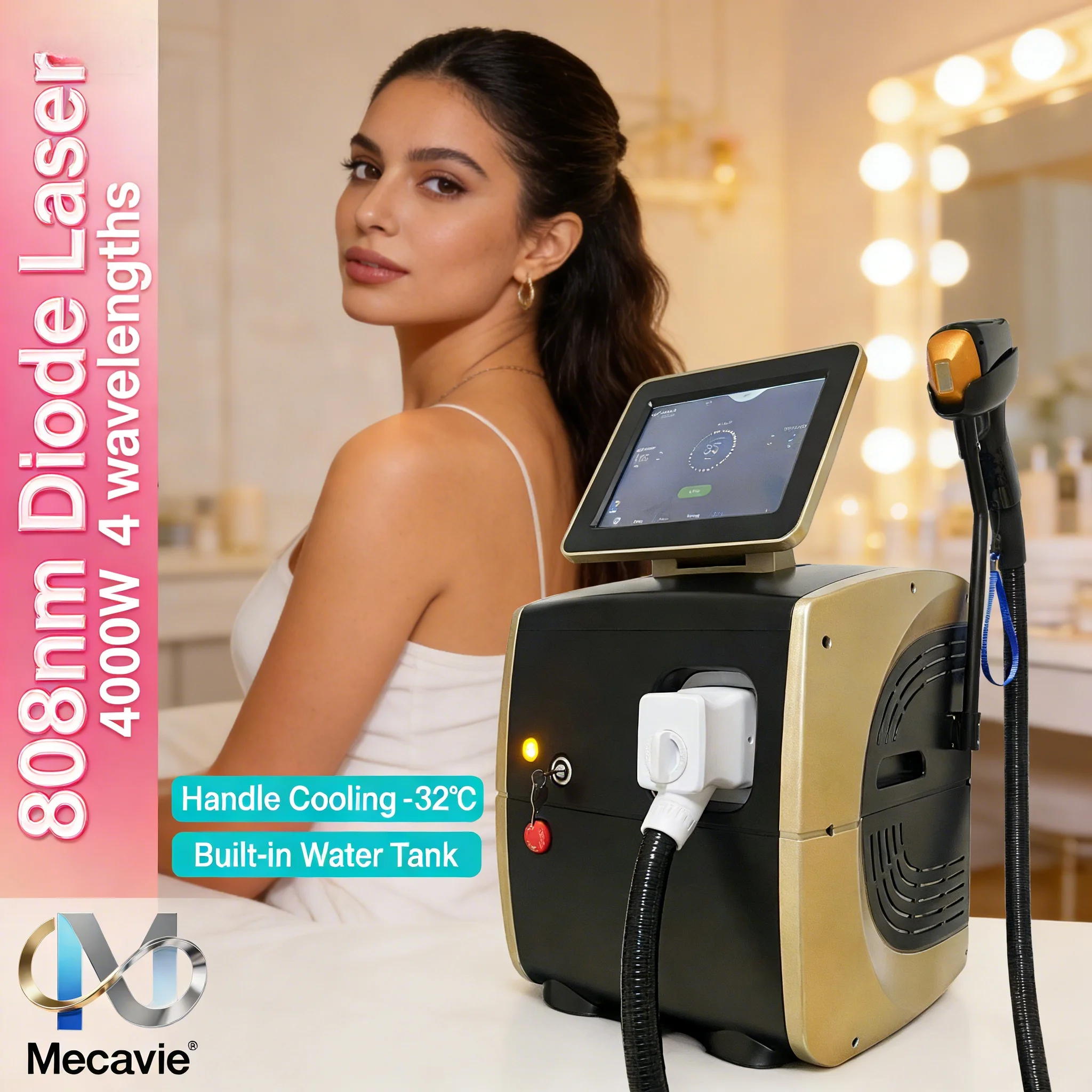 

Усовершенствованный александритовый диодный лазер 4000 Вт, 4 длины волны (755 нм, 808 нм, 1064 нм) для безболезненного и перманентного удаления волос у женщин, новинка 2026 года