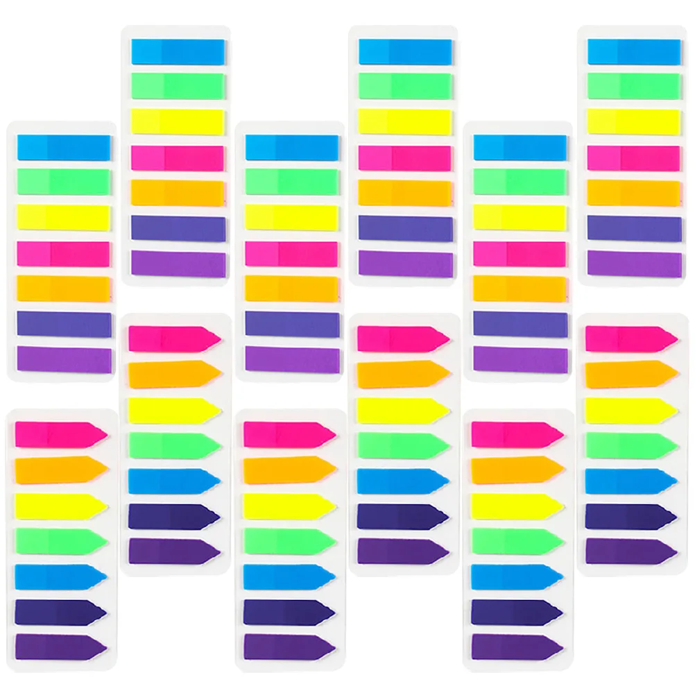 12 Sets Fluorescent Strip Index Tabs Books Magazines Markers Highlighters Home School Office Pet Material Practical