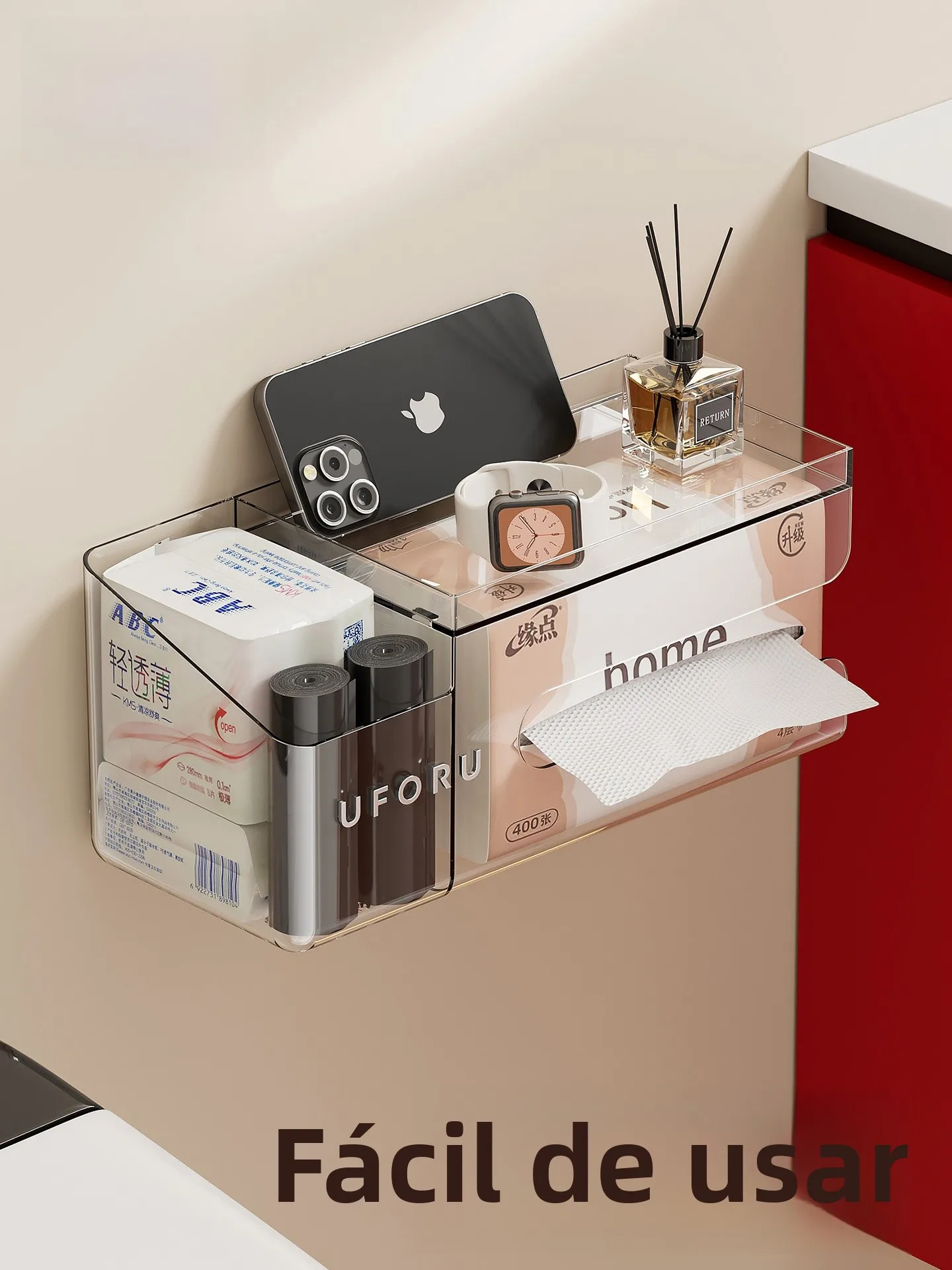 バスルームトイレットペーパーホルダー壁掛けロールペーパー生理用ナプキンボックスティッシュボックスフェイスタオル収納棚穴あけ不要