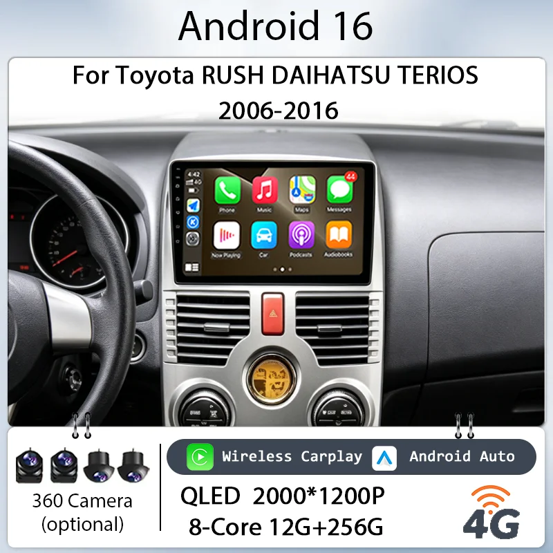 

GPS Navi Bluetooth WiFi DSP HD Touch Screen Multimedia Player for Toyota RUSH DAIHATSU TERIOS 2006-2016 Car Stereo 9" Android 16