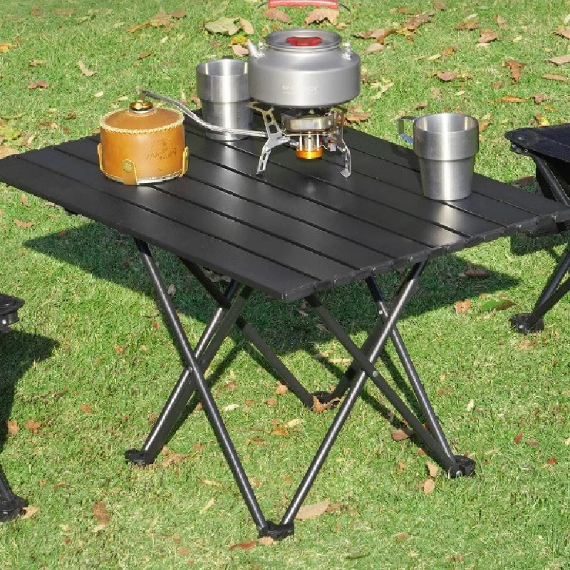 Mesa Plegable para Camping y Picnic con Patas en X, Mesa Enrollable Portátil, Equipo de Camping para Picnic, Barbacoa y Jardín