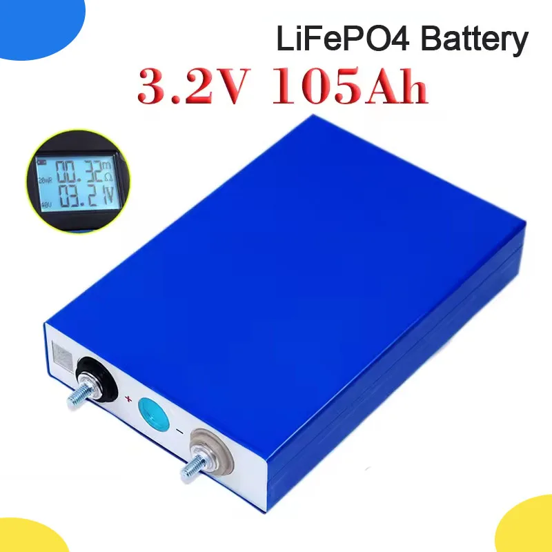 

New 3.2V 105Ah Lifepo4 Rechargeable Battery 3C 300A High Power For 12V 24V E- vehicle EV RV Solar Storage Golf Cart Inverter DIY