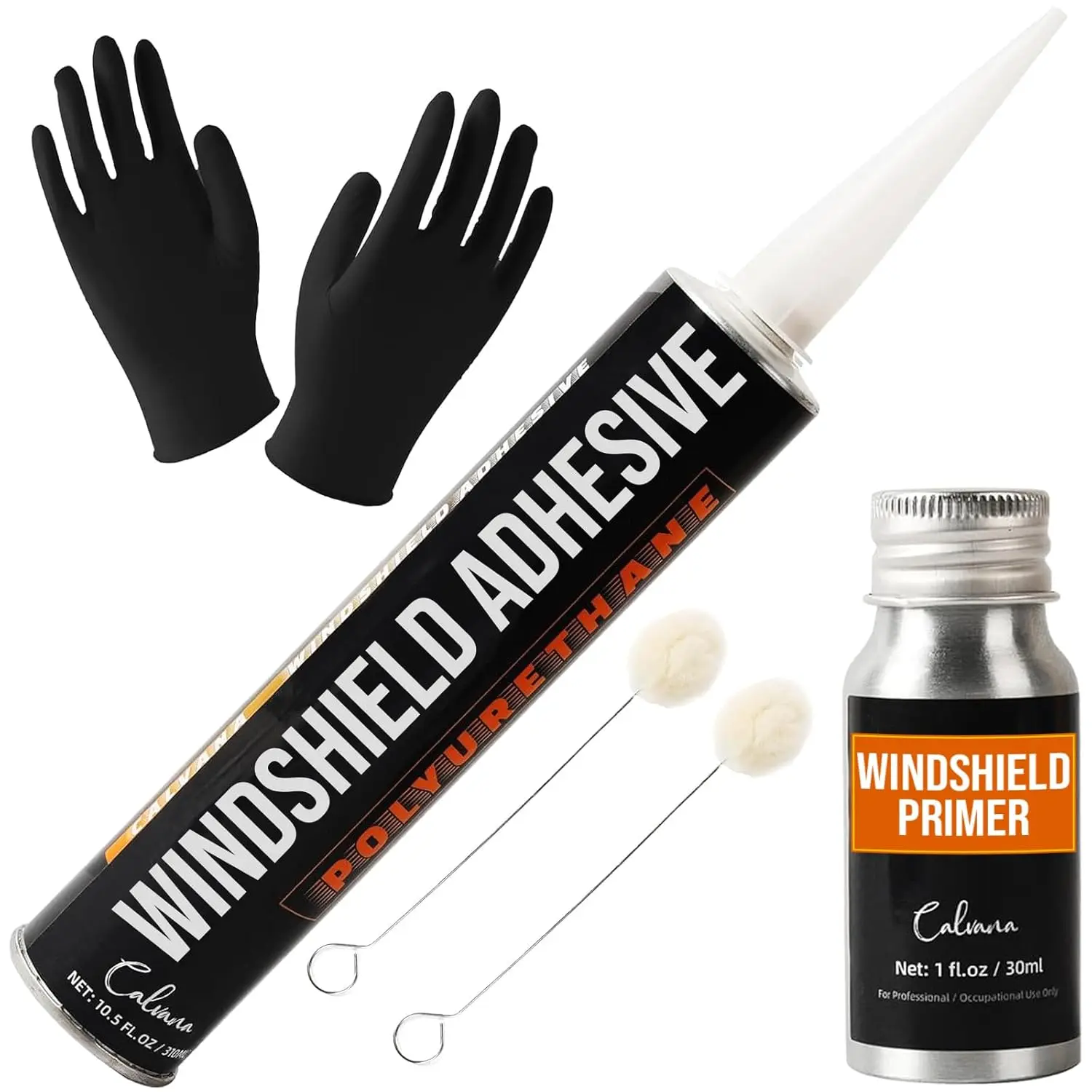 

Urethane Windshield Adhesive 310ml, Car Glass Repair Kit with Primer, Gloves, Applicator Sticks, Quick Curing Black