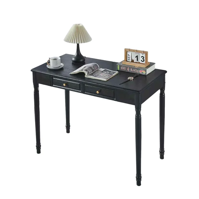 Household black desk study bedroom small apartment retro writing table