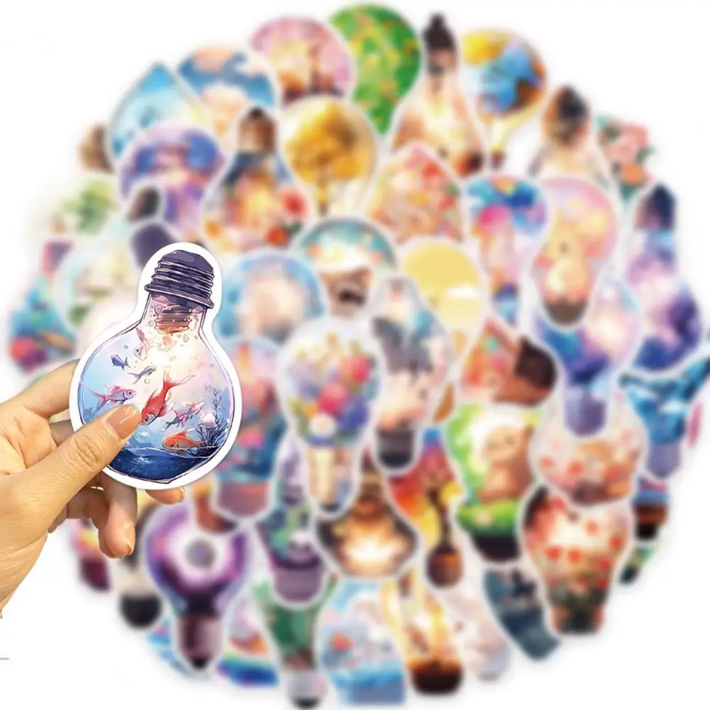 Calcomanías de Pvc para ordenador portátil, juego de pegatinas de mundo de bombilla impermeable, autoadhesivas no repetitivas, para teléfono, portátil y equipaje