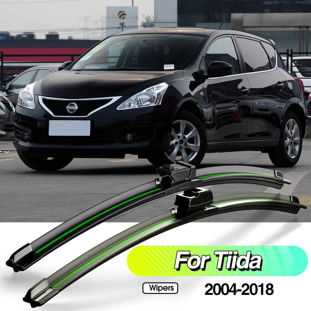 

For Nissan Tiida C11 C12 C13 2004-2018 2pcs Front Windshield Wiper Blades Windscreen Window Accessories 2005 2012 2014 2015 2017