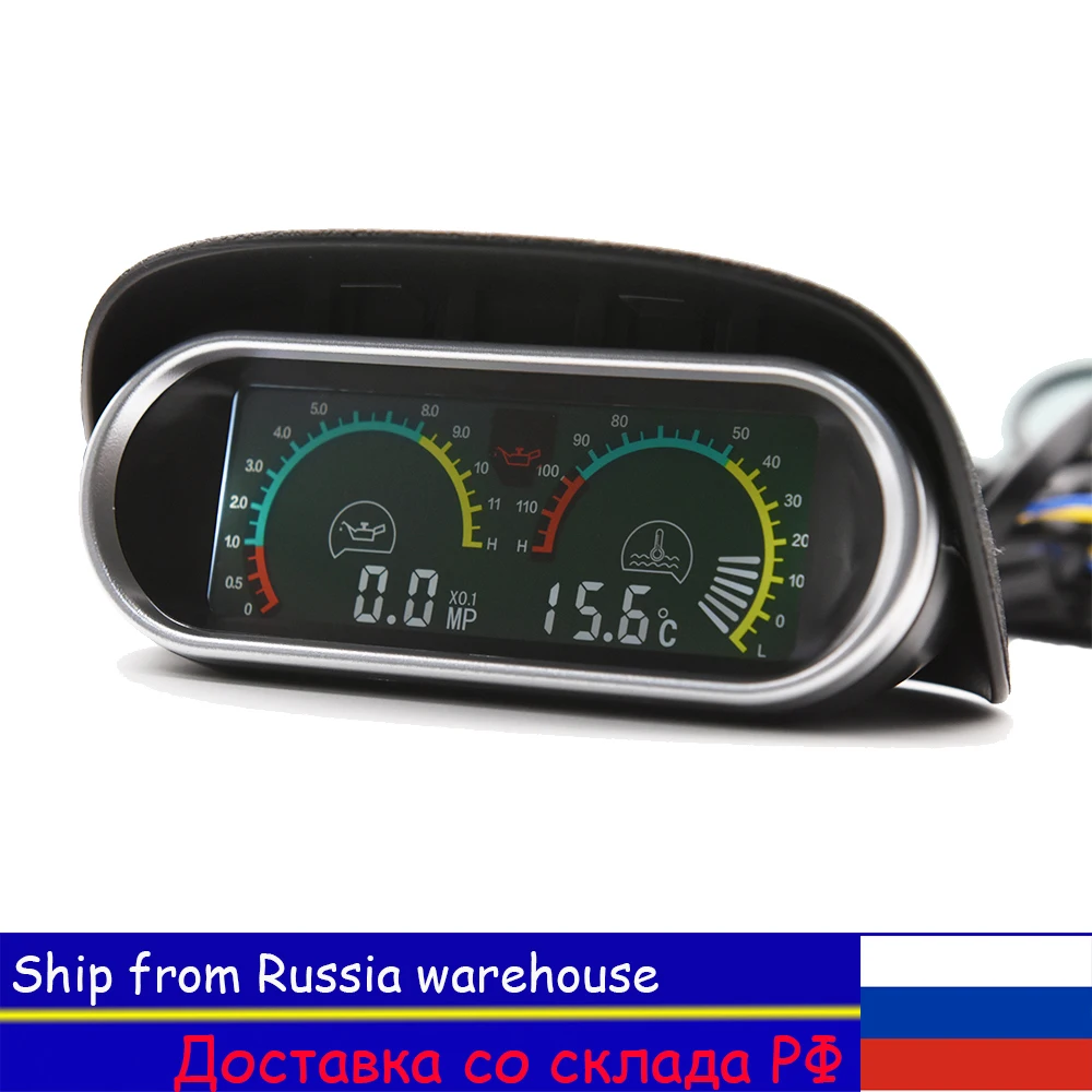 

Россия 2 In 1 LCD Oil Pressure Meter+Water Temperature Gauge with Sensor 1/8NPT for Truck 12V/24V Oil Pressure Indicator