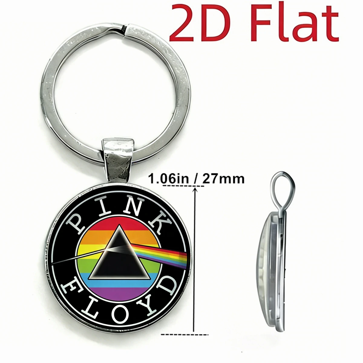 1Pc Pink Floyd Rock Band Keychain Dark Side of The Moon Prism Rainbow Key Ring Metal Pendant Bag Car Keyring Gift For Music Fans