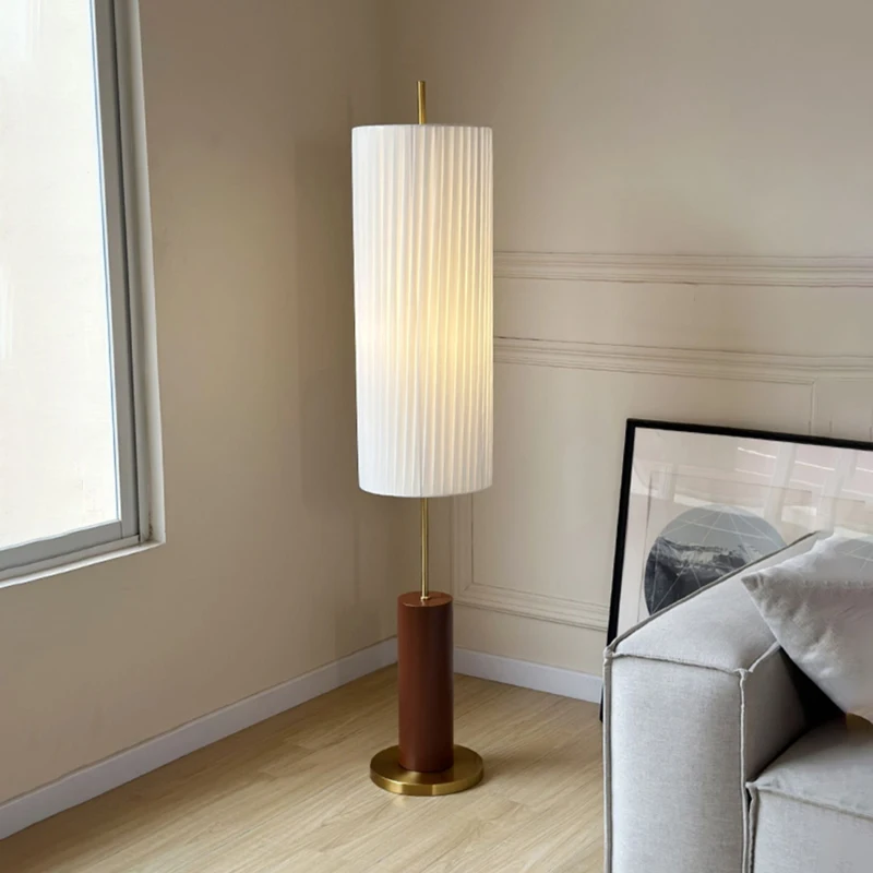 

Nordic Minimalist Vintage Fabric Wabi Sabi Led Floor Lamp Living Room Bedroom Bedside Lamp Home Decor Sofa Corner Standing Light