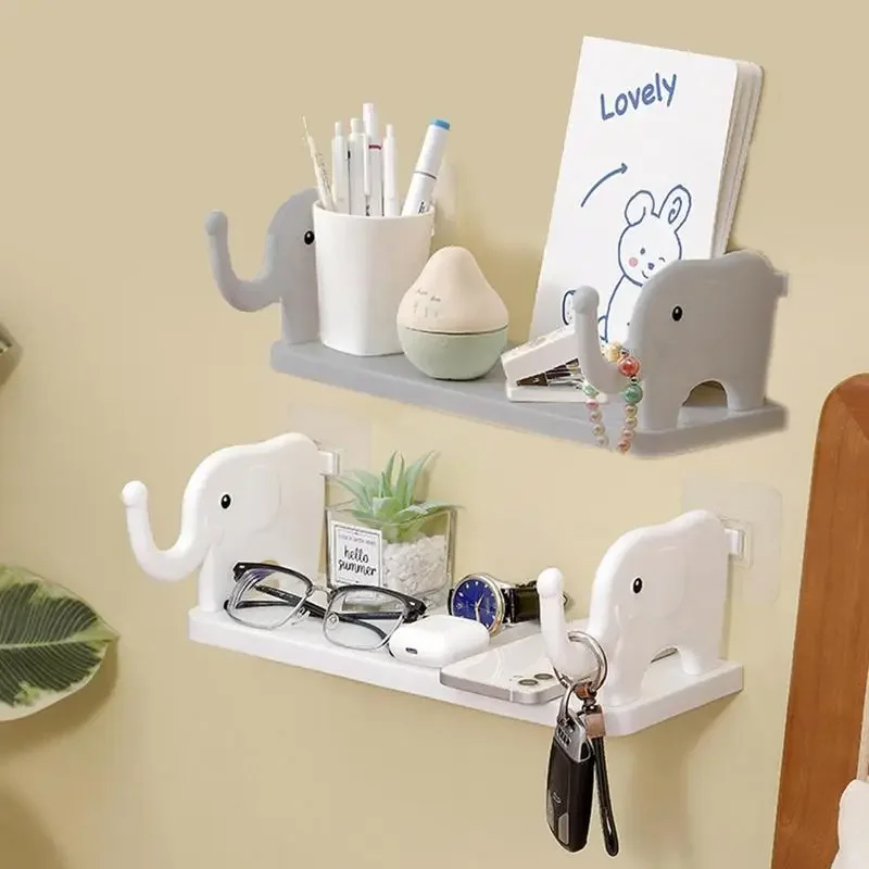 Elephant Wall Shelves Floating Wall Mounted Holder Shelves Organizer Display Wall Hanger for Living Room Entryway Bedroom Decor