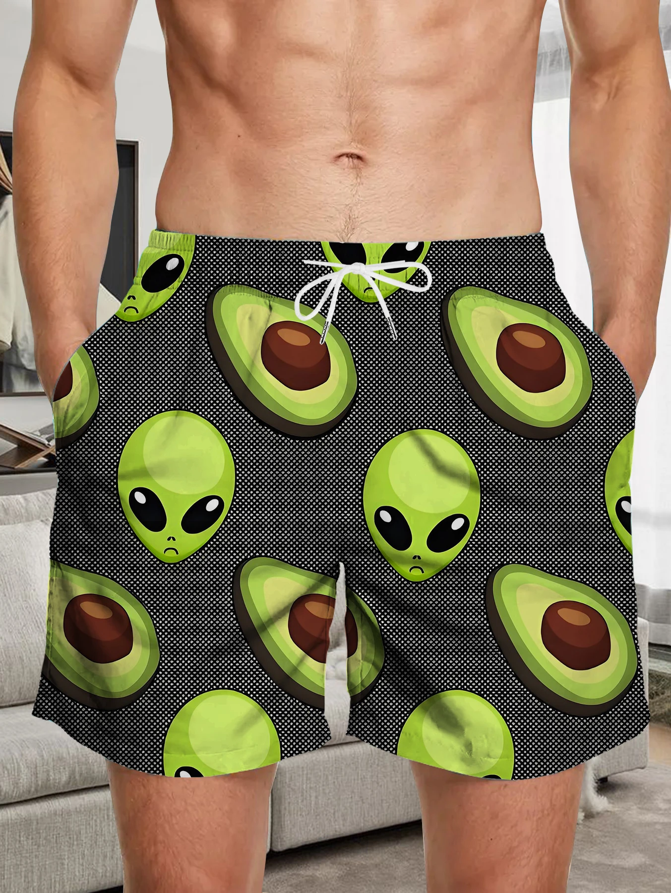 

Plus Size Men Digital Printed Shorts Full Print Quick Dry Polyester Beach Trunks