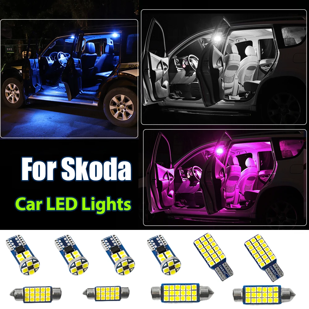 

Car LED Interior Lights For Skoda Octavia 2 3 A5 A7 Fabia MK1 MK2 MK3 Superb 2 Kodiaq Rapid Roomster Sedan Combi Accessories
