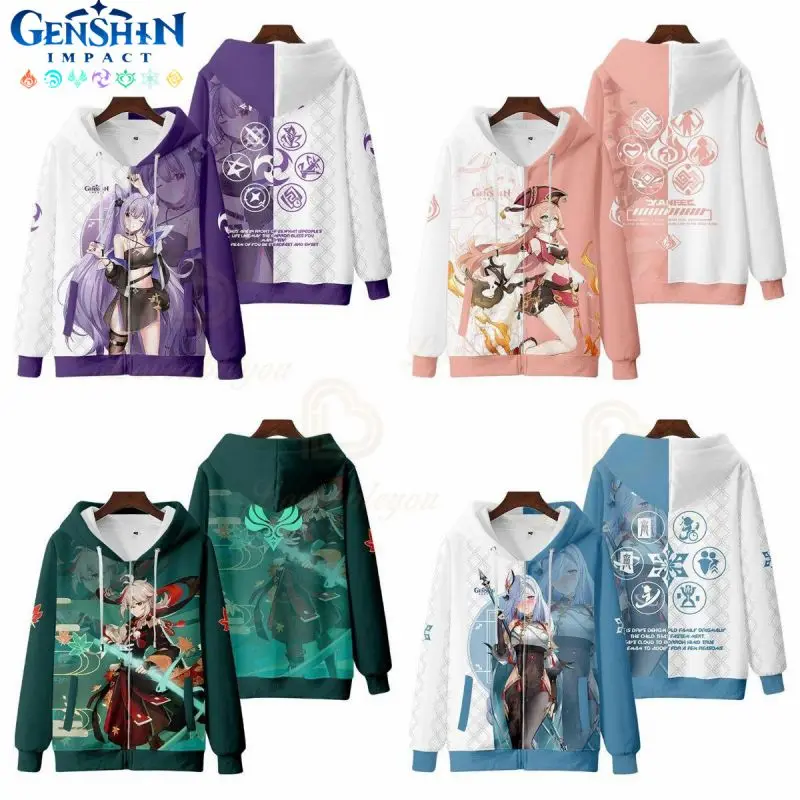 Image of Genshin Impact Zipper Hoodie Mantel Anime Figuren Kinder Cosplay Kostüme Diona Eula Sudaderas Jungen Mädchen Weihnachtsgeschenke