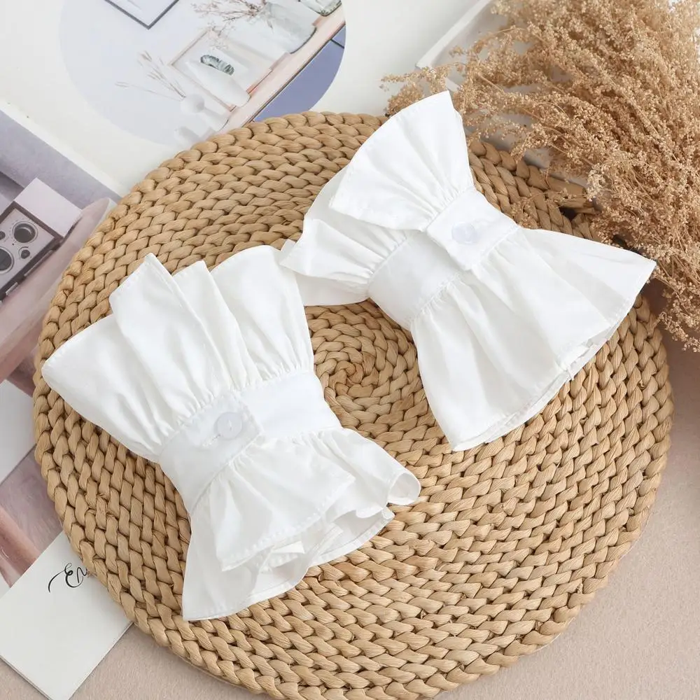 المرأة كشكش حافة قميص الأصفاد أبيض أسود انفصال وهمية الأكمام الزفاف زي العرائس اكسسوارات سترة الكفة الحلو الزخرفية