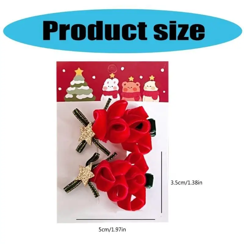 652f عيد الميلاد شجرة مسطحة مقطع الشعر barrette مخمل للبنائين الفتاة #6